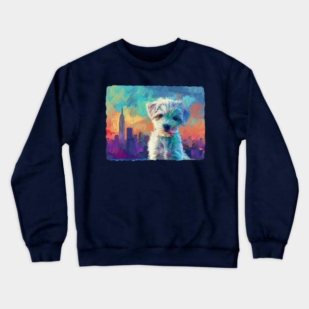 Maltese in New York City Crewneck Sweatshirt by Bee's Pickled Art